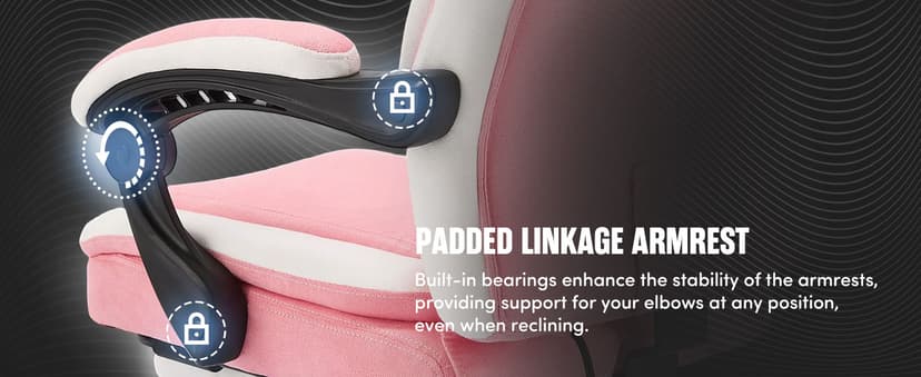 Massage Office Chair with Foot Rest,6-Point Vibration & Heat Executive Office Chairs,Ergonomic Computer Chair for Heavy People,Big and Tall Fabric Office Chair,Recliner with Padded Armrest,Pinkwhite