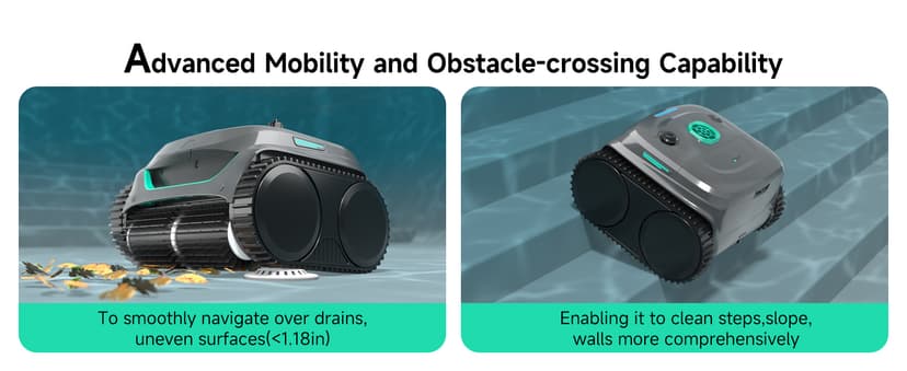 WYBOT C2 Cordless Robotic Pool Cleaner, Dual Filtration, Pool Vacumm Robot for Wall & Waterline Cleaning, Up to 180 Mins Runtime & Scheduling, Smart Navigation, for Inground/Above-Ground Pools
