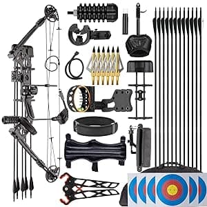 Compound Bow Set for Adults and Beginners, Adjustable 30-55 Lbs Draw Weight, 24"-29.5" Draw Length, up to IBO 310 fps, Archery Bow Set with All Accessories for Hunting Target Shooting Practice