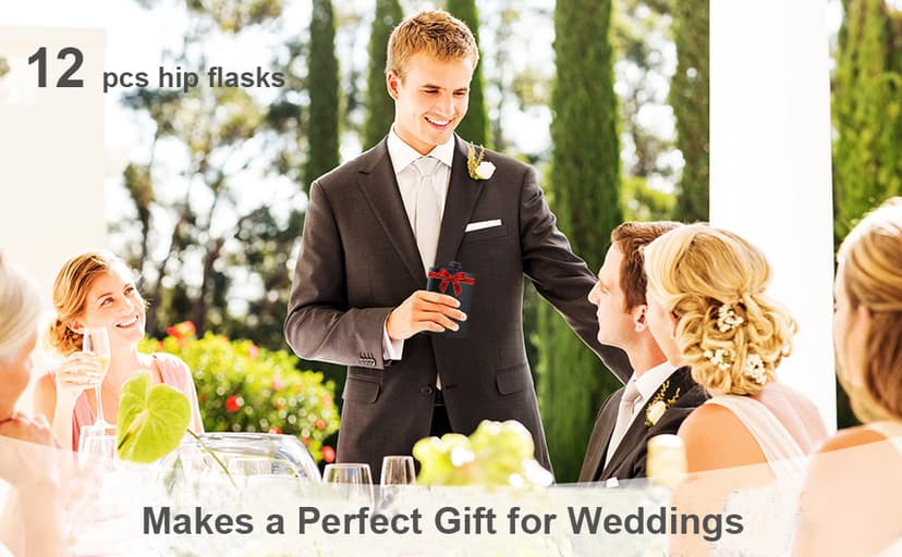 BALABALA Hip Flasks for Liquor for Men Women 12 pcs 8Oz Matte Black Stainless Steel Flask with 12 pcs Funnels for Wedding Party Groomsman Bridesmaid Birthdays Gift