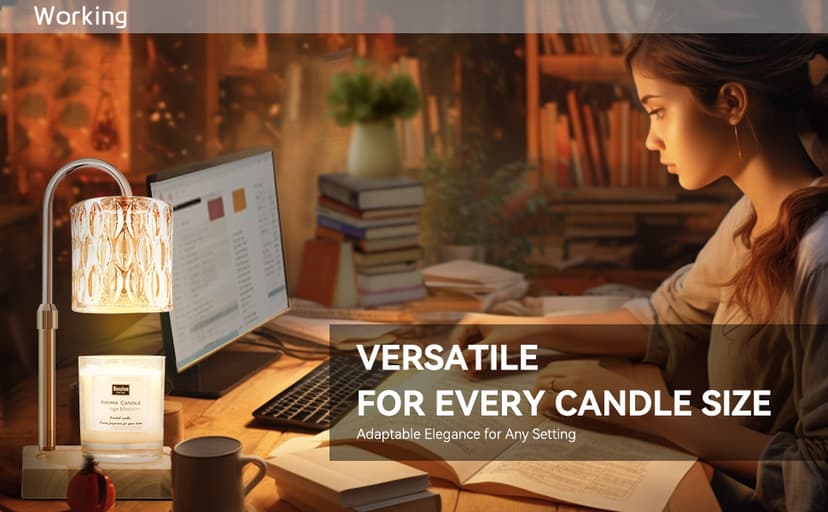 Candle Warmer Lamp with 3 Bulbs, Adjustable Height Dimmable Candle Warmer with Timer, Candle Lamp with Charming Gift Box Ribbon,Birthday Gifts for Women Mom, House Warming Gifts New Home Decor