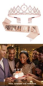 CIEHER 50th Birthday Crown + 50 & Fabulous Sash+Pearl Pin Set, Tiara, 50th Gifts, Decorationsfor Women Friends, Happy Party Favor Supplies