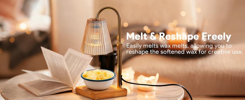 Candle Warmer Lamp with Timer, Dimmable Candle Warmer for Home Decor, Birthday Gifts for Women, Adjustable Height Wax Melts Warmer with 2 Bulbs