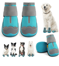 Dog Shoes for Small Dogs, Breathable Dog Boots Paw Protector for Hot Pavement Winter Snow, Dog Booties with Reflective Strips Rugged Anti-Slip Sole for Hardwood Floors Walking Army Green Size 3