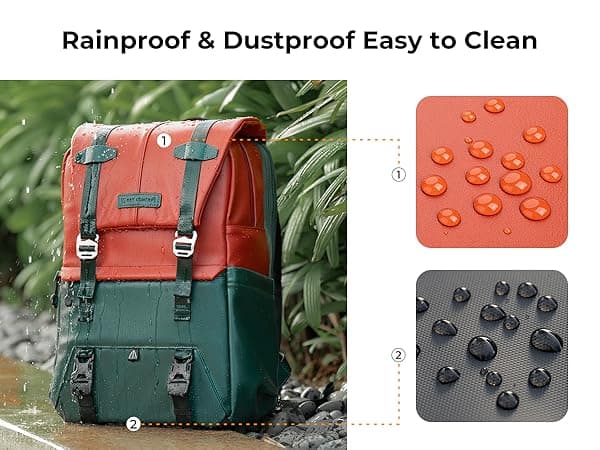 K&F CONCEPT 20L Camera Case for Photographers Large Capacity PU Leather Camera Bags with Raincover, 15.6 Inch Laptop Compartment for Camera Drone Bags