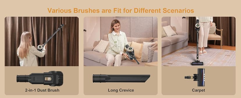 BUTY BULU Cordless Stick Vacuum Cleaner, 30KPa Handheld 2200mAh Rechargeable Battery Lightweight Small Vac Electirc Broom, 40Mins Runtime for Home Hard Floor Carpet Pet Hair Cleaning, LED Screen