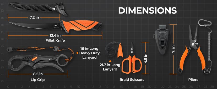 Corrosion Resistant Fishing Pliers, Fillet Knife, Scissors, 55 lb Floating Fish Lip Gripper, Multi-Function Fishing Tools KastKing SteelStream Fishing Tool Set, Fishing Gear B0F2FQ6CD9