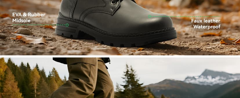 ANJOUFEMME Combat Hiking Boots for Women- Lace up Ankle Work Boots Lightweight Casual Winter Shoes for Backpacking Trekking Walking