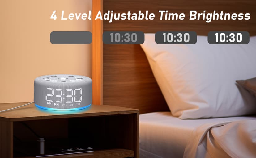 Sound Machine Alarm Clock Brown Noise White Noise Machine Night Light with Dual Alarms Backup Battery 30 Sleeping Sounds for Baby Kids Adults 32 Level Volume 5 Timers 15 Wake Up Sounds Memory Function