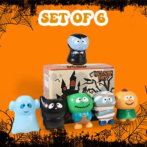 New 6 Packs-Halloween Squishies Toys Slow Rising Party Favors:Pumpkin,Zombie,Black Cat,Mummy,Vampire,Ghost Halloween Treat Bag Classroom Prizes,Stress Relief Toys for Kids Toddlers Gift