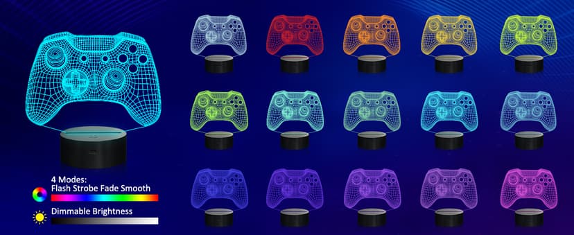 Attivolife Gamepad 3D Illusion Lamp, Controller Night Light with Remote Control + Timer 16 Color Changing Desk Lamp Kids Gamer Room Decor Plug in Best Cool Festival Birthday Gift for Boy Men B08Y5J1ML5