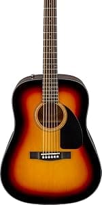 Fender Acoustic Guitar, with 2-Year Warranty, CD-60 Dreadnought V3 Classic Design with Rounded Walnut Fingerboard and Alloy Steel Strings, Glossed Black Finish, Spruce Top, Includes Hard-Shell Case