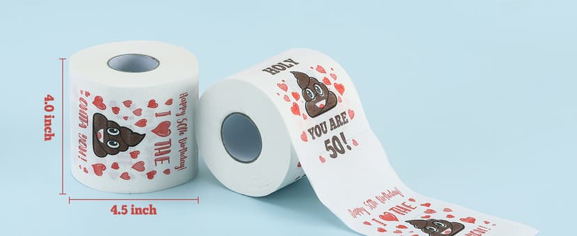 50th Birthday Gifts for Women, Men, Her, Him - Happy Prank Toilet Paper - 50th Birthday Decorations, Party Supplies Favors - 50 Years Old Funny Gag Gift Ideas, Novelty Bday Present for Friends, Family