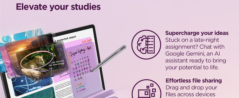 Lenovo Idea Tab Pro with Google Gemini - Student Tablet - 12.7” 3K LCD Display - 8 GB Memory - 128 GB Storage - MediaTek Dimensity 8300 - Includes Pen and Folio Case