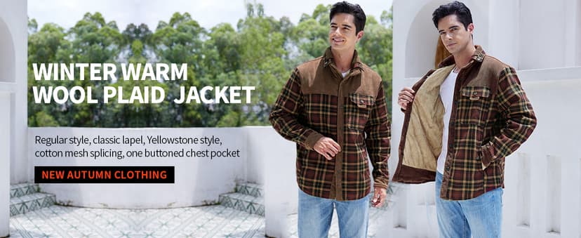 Gihuo Men's Long Sleeve Sherpa Lined Shirts Outdoor Warm Flannel Plaid Jacket Button Down Fleece Coats B0D8J55BZW