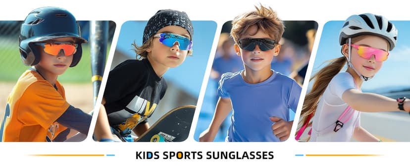 Kids Baseball Polarized Sunglasses: Sports Sunglasses for Boys Girls 3-12 Youth Sun Glasses for Cycling Running B0DB7QJYL4