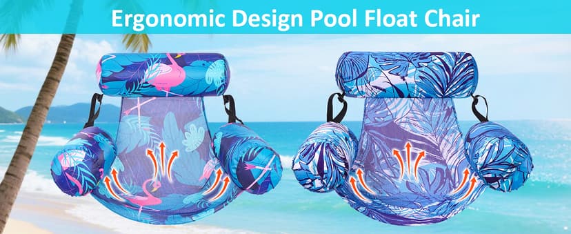 Inflatable Pool Float Chair - 2 Pack Pool Floats Adult Heavy Duty, Water Floating Lounge Chairs, Blow up Floaties Adults for Summer Fun Party Lake Beach