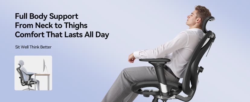 SIHOO M57 Ergonomic Mesh Office Chair, High Back Home Desk Chair with 3D Armrests, Lumbar Support and Adjustable Headrest, Comfortable Computer Chair, Big & Tall Office Chair Hold 330 LBS-Black
