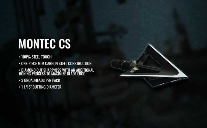 G5 Montec Fixed 3-Blade Broadheads | 3-Pack | 85/100/125 Grains | Razor Sharp 1-Piece Construction | Screw in | Compound & Recurve Compatible