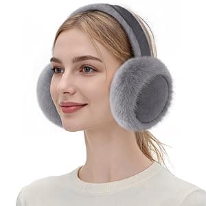 Clothirily EarMuffs for Women, Faux Fur Warm Ear Muffs for Winter, Foldable Winter Ear Covers, Fuzzy Ear Warmers for Women