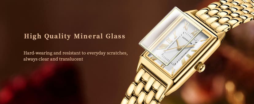 GAOFAN HOUR Gold Watches for Women with Vintage Rectangular Case,White Roman Dial,Stainless Steel Band,Adjustment Tool Included,Water Resistant