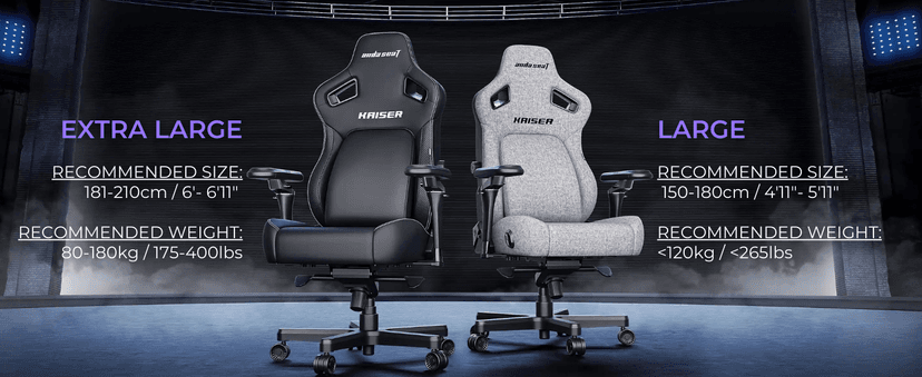 Anda Seat Kaiser 4 XL Gaming Chairs for Adults - Ergonomic Gray Fabric Gaming Chairs with 6DArmrest, Comfortable Office Seat with Lumbar Support, Heavy Duty Wide Gamer Seat