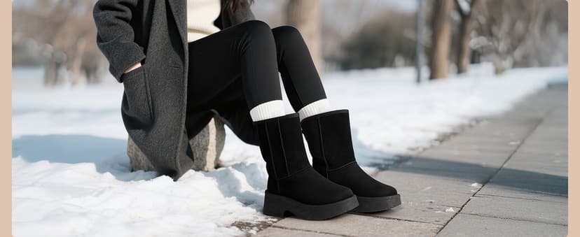 SHIBEVER Women's Snow Boots Winter: Suede Fur Lined Waterproof Anti-Slip Furry Platform Women Ankle Snow Boots