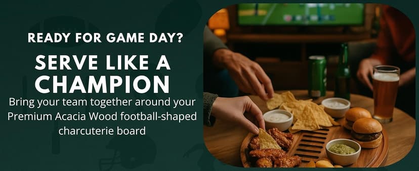 Solid acacia wood, not bamboo, football shaped cutting board. Football gifts for women, coaches, and tailgate hosts. American Football Charcuterie Board 16X9.5 Inch, Game Day Hosting Tray B0F4PNFBW6
