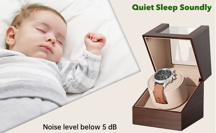 Racokky Racokky Automatic Single Watch Winder Box for Rolex and Other Watches, Ultra Quiet Japanese Motor, Self Winding Rotating Wooden Watch Case, Battery or Type-C Powered, Premium Watch Box for Men and Women