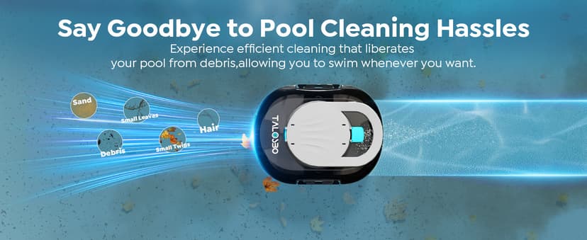 S1 PRO Cordless Pool Vacuum – Powerful Robotic Cleaner for Above-Ground Pools up to 1076 Sq.ft, 120-Min Runtime, 2.5H Fast Charging, Smart Auto-Parking Design