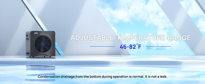 TURBRO 18,000 BTU Swimming Pool Heat Pump, Electric Pool Heater for Above-Ground Pools and Spas up to 6,000 Gallons, Titanium Heat Exchanger, 5.5 COP, IPX4-Waterproof, 110-120V, Manatee M18