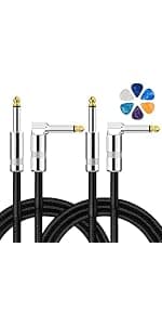 Aqdocvf Guitar Cable, Guitar Cord 10ft AMP Cord for Bass & Electric Guitars/Keyboard/Mandolin TS 1/4 Inch Instrument Cable, Pro Audio Straight Angle Black