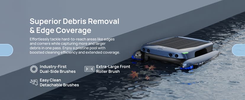 (2025 Upgrade) Beatbot iSkim Ultra 24/7 Cleaning Solar Powered Pool Skimmer with Water Clarification System & APP Control, Voice Broadcast, Dual Charging Options, Edge & Corner Cleaning, Blue