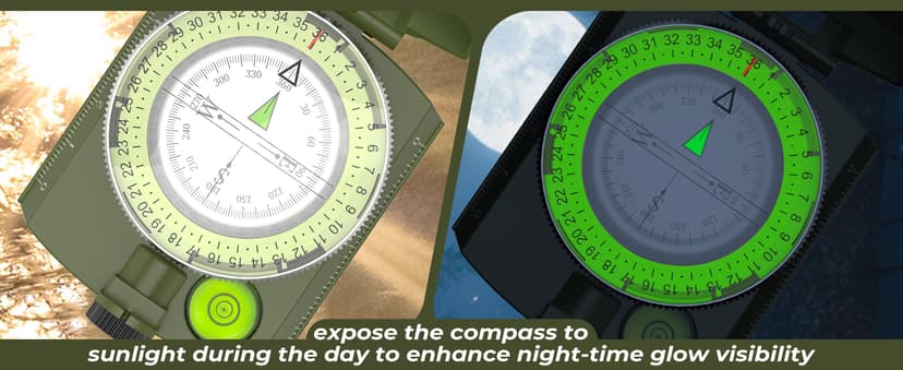 Sportneer Compass: Accurate Durable Lightweight Orienteering Compass with Strap and Carrying Case, Glow in The Dark Waterproof Hiking Essentials for Camping Backpacking, Best Survival Gifts for Kids