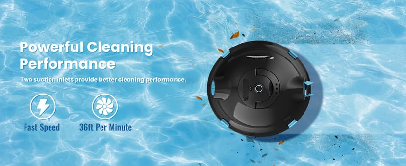 Y10 Cordless Robotic Pool Cleaner, Automatic Pool Vacuum - Ultra Long Battery Life, Powerful Suction, Self-Parking, Lightweight for Above/Inground Pools Up to 65ft/1100 Sq.Ft (Obsidian)