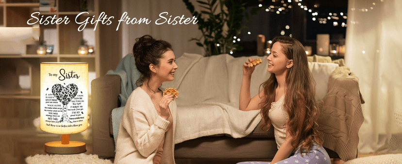Sisters Gifts from Sister, to Sister Fabric Table Lamp, Sister Valentines Day Birthday Gifts for Sister, Bedside Table Lamp Gifts for Sisters from Sisters Adult