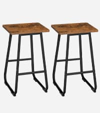 MAHANCRIS Dining Chair Set of 2, Rustic Wooden Kitchen Chairs with Backrest, Farmhouse Dining Chairs for Kitchen, Industrial Style Chair with Metal Frame, Easy Assembly, Rustic Brown TBHR1001