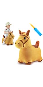 Outside Inflatable Riding Plush Triceratops Bouncing Horse Hopping Toy, Cool Birthday Gifts Age 2 3 4 5 6 Year Old Boy Girl Bouncy Pals Toddler Dinosaur Hopper Toy, Kids Outdoor Ride on Bounce Animal B09B1QZLXW