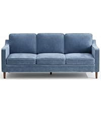 Kingfun Faux Leather 3 Seat Couch for Living Room, Mid Century Modern Sofa with Rolled Arms and Deep Seats, Fluffy Comfort for Apartment, Easy to Assemble, Chestnut