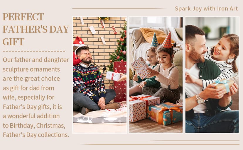 Sziqiqi Dad Gifts from Daughter: Dad Daughter Iron Figurine Father Daughter Decoration for Fathers Day Wedding Christmas Birthday Gifts Statue for Son Husband