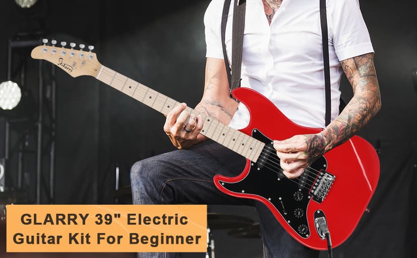 GLARRY Full Size Electric Guitar for Music Lover Beginner with 20W Amp and Accessories Pack Guitar Bag (RED, Left Handed 39")