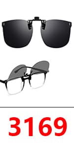 Trysee Rectangular Clip-On Flip-Up Blue Light Blocking Glasses for Eyes Strain/Light Sensitive TS309