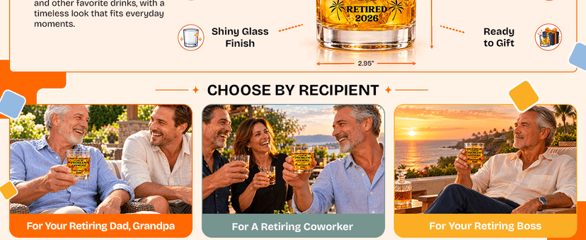 NewEleven First Christmas Retirement Gifts For Men 2025 - Coworker Leaving, Goodbye Gift, Farewell Gifts For Coworkers, Friends, Dad, Grandpa - Retirement Gift From Friend, Colleague - Whiskey Glass
