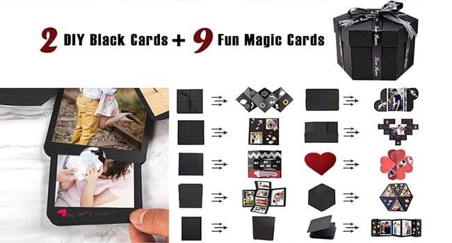 RECUTMS Explosion Box DIY Scrapbooking Set Handmade Photo Album Mothers Day Gifts,Gift Box with 6 Faces for Christmas Gift Wedding Memory Book (6 Sides)