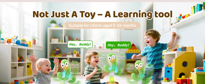Dancing Talking Cactus Toy for Baby Toddler, Boys Girls Gifts Singing Mimicking Recording Repeating What You Say Baby Toys with 120 English Songs (Adjustable Volume)