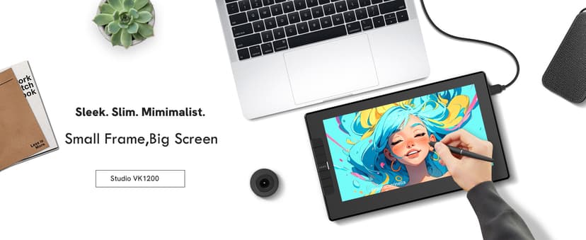 VEIKK VK1200V2 Drawing Tablet with Screen,11.6 Inch Full-Laminated Graphics Drawing Monitor,Upgraded 16384 Pressure Sensitivity, 2 Styluses, 120% sRGB,Graphics Tablet for PC Mac Linux Windows