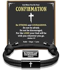 Birthday Philippians Confirmation Baptism Gifts for 9 10 11 13 16 18 21 Years Old Boy, Soccer Baseball Basketball Accessories PEALICIOUS Cross Bracelet for Boys, Joshua Birthday Son Gifts for Teens B0GJ54CQ6W