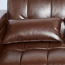 weselon Leather Convertible 3 in 1 Sleeper Sofa Bed, Small Upholstered Loveseat Pull Out Couch, Multi-Functional Sleeper Futon with Hidden Table and Adjustable Backrest for Living Room (Brown)