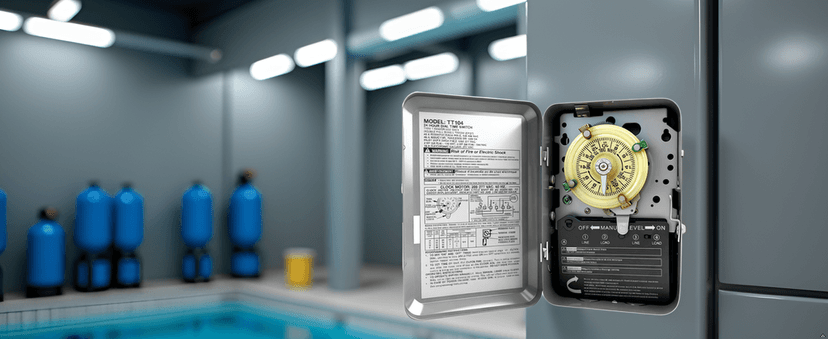 T104 Mechanical Timer Switch, 208–277 VAC 40 Amp,Pool Pump Switch, 24 Hour 12 ON/Off for Pump, Heavy Duty Pool Timers Outdoor, Timer for Lights HVAC Systems, 5 Years Warranty