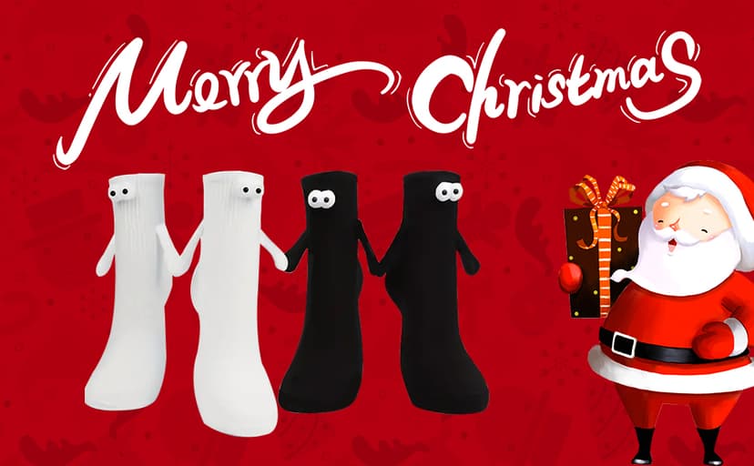 2 Pairs Magnetic Holding Hands Socks - Funny Gifts for Women & Men, Teens, Couples, Friends